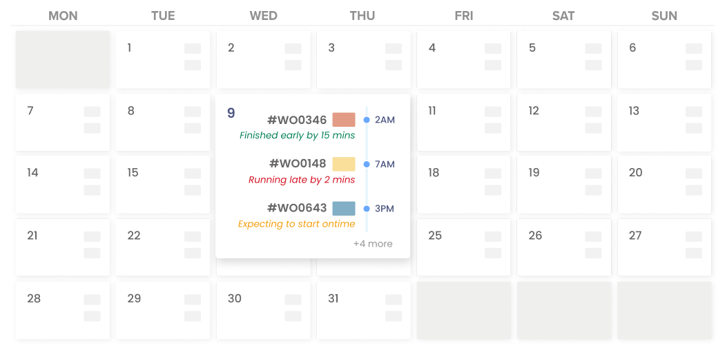 A calendar style Work Order management